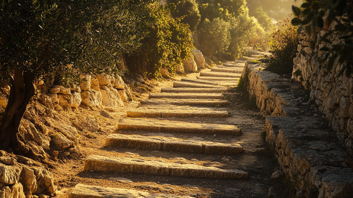 Steps on a stone path
